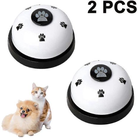 Haustierglocke, 2er-Pack Metallglocke für Hunde mit rutschfester Gummitürglocke-White