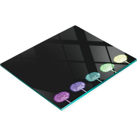 Tablero de vidrio elegante y duradero con estampado de dientes de le贸n coloridos, 60x52 cm.