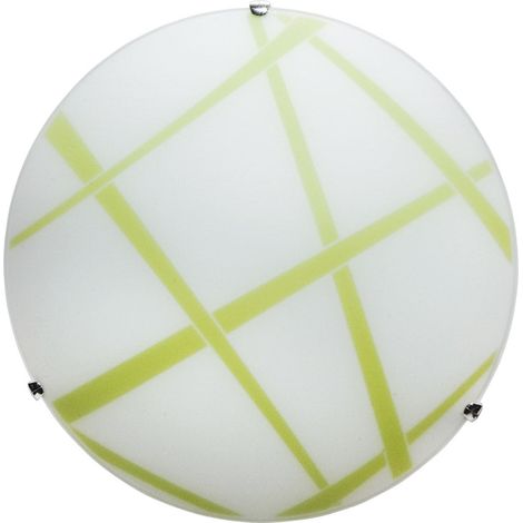 Plafoniera 2xE27 Ganci Cromo Vetro Lastra Bianco-Verde E-Energy Dario