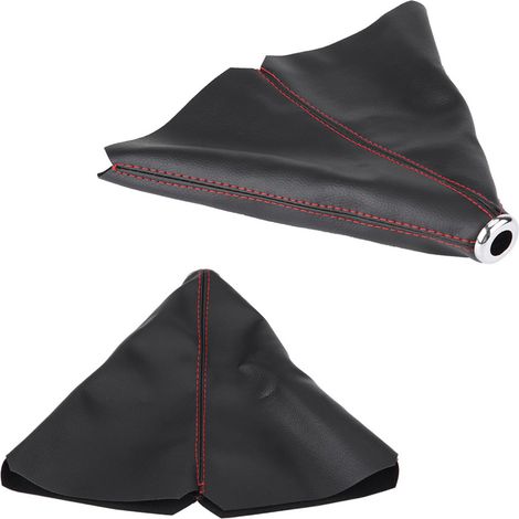 Protector de pedal de cambio de marchas de cuero sintético PU negro brillante con costuras rojas - Universal Manual [Protector de pedal] (1/5)