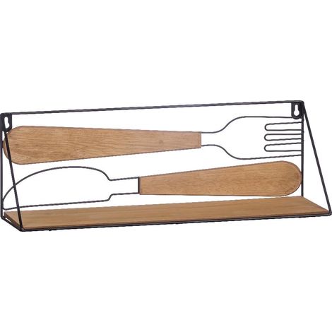 Mensola da parete cucina in legno mdf e ferro 1 ripiano 45 x 12,5 x 14,5 cm (1/2)