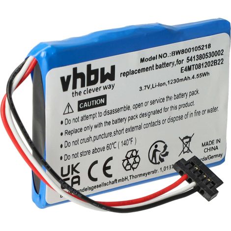 vhbw Battery Replacement for Navigon BP/LP1230/11/A0001U, E4MT081202B22 for GPS Navigation System Sat Nav (1200 mAh, 3.7 V, Li-Ion)