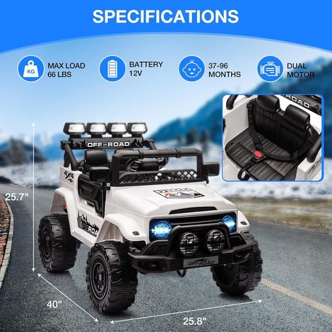 HAUSPROFI Voiture ÉLectrique Enfant, 12V Voiture Electrique Enfants, Voiture Enfant avec Télécommande 2,4G, LED, Bluetooth, Musique, 5 km/h Max