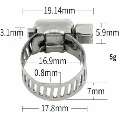 Lot de 12 attaches de collier de serrage réglables en acier inoxydable (9-16 mm) (1/4)