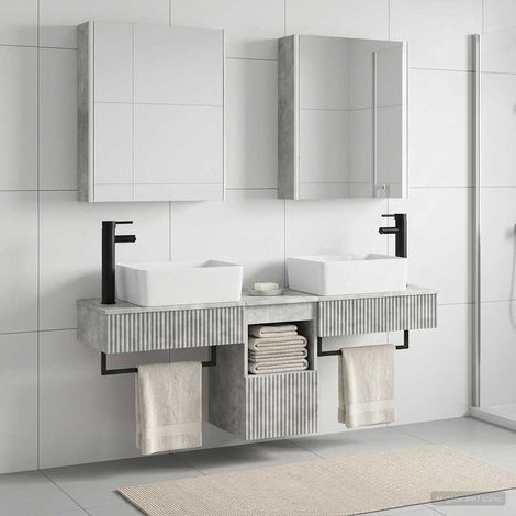 vidaXL Bathroom Cabinet Set 5 pcs Concrete Grey Engineered Wood (1/5)