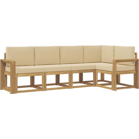 Ensemble de canapés d'extérieur 5 pcs Blanc et Beige vidaXL