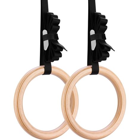 Anneaux Gymnastique, Anneaux Olympiques en Bois avec Sangles à Boucle Anneaux de Gymnastique en Bois pour la Musculation, Le Crossfit, Les Tractions et Les Dips