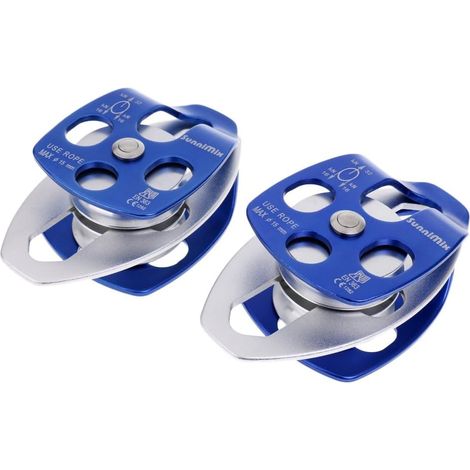 Parts 32Kn Large Double Ball Bearing Pulley and Swivel Plate for Rope Access, Climbing, Arborist, Caving - Blue, 12 X 8 X 5.5