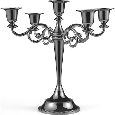 Lot de 5 bougeoirs de 27 cm de hauteur, 2,2 cm de diamètre, noir (1/5)
