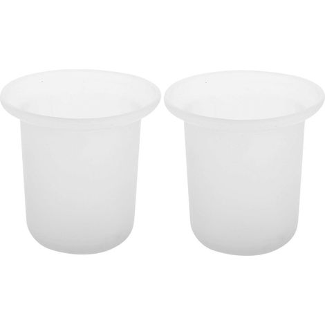 Lot de 2 porte-brosses de nettoyage WC gain de place, en verre dépoli, pour différentes configurations de salle de bain. (1/4)