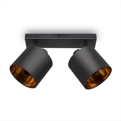 Paco Home Suspension LED Applique Plafonnier Salon Salle À Manger Chambre Uni E14 Noir - or, Applique murale 2xE14