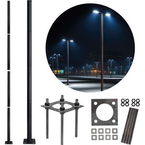 Poste de iluminación plegable de acero, 4 metros, diámetro 60 mm (1/5)