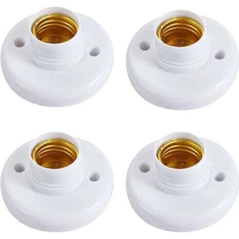 4PCS Round Plastic E27 Lamp Holders - Set of 4 Screw Sockets - White, 76 mm
