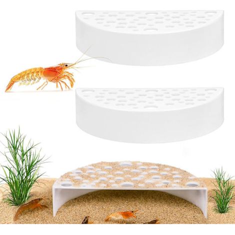Set aus zwei weißen Garnelenverstecken - Aquariendekoration - Halbmondform - Tunnel - Garnelennest - Aquarienzubehör (weiß)