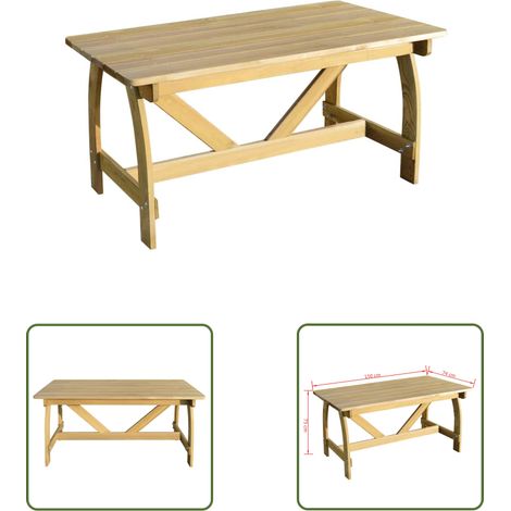 The Living Store Table de jardin 150x74x75 cm Bois de pin imprégné - Table De Jardin - Table D'extérieur - Mobilier De Jardin - Table En Bois - Table Rustique (1/3)