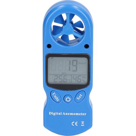 Anémomètre numérique 3V multifonctionnel portable, indicateur de vitesse du vent et de température (bleu) (1/5)