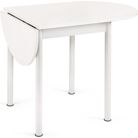 Table de salle à manger extensible 54-115 cm – Plateau en mélamine – Pieds en métal – Pour espaces réduits – Décor blanc – Italchair