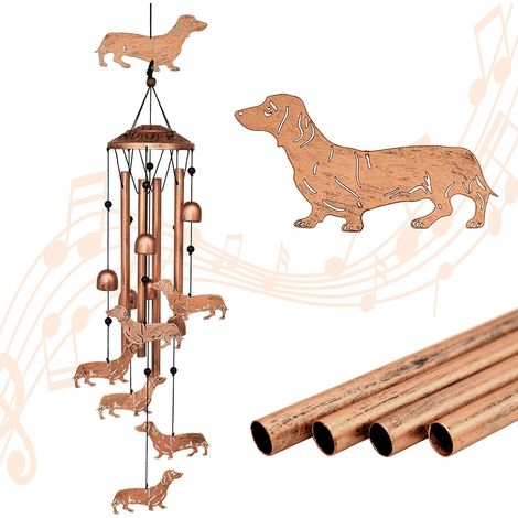 Windspiel mit Dackelmotiv für draußen, Metall-Windspiel, Dackel-Geschenk für Frauen/Männer, Gartendekoration, Geschenk für Jubiläen/Einweihungsfeiern/Geburtstage/Partys, Gartendekoration