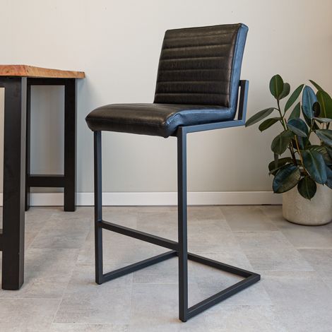 Industriehoch Barhocker Kuba Schwarz PU – 78 cm Sitzhöhe – ohne (1/5)