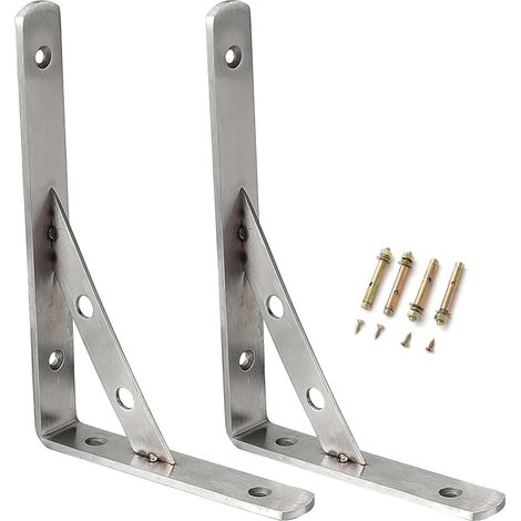Supports Équerre d’étagère pour Charge Lourde - 300 150m Heavy Duty Support d'étagère en Angle de 90 Degrés Support d'angle Mural - Brace Attelle d'étagère Métal (2 Pièces) (1/5)