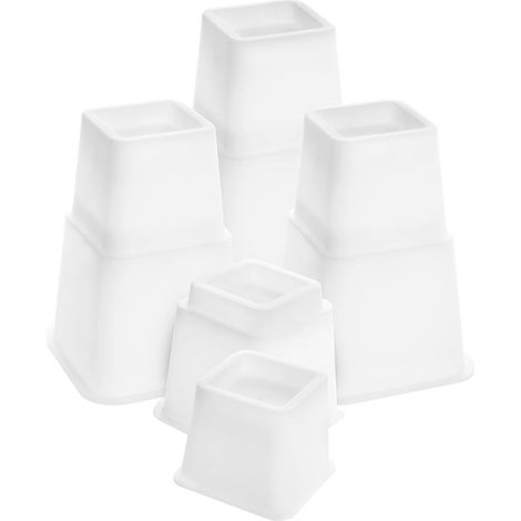 8 verstellbare Möbelfüße (4 hohe, 4 niedrige) - Platzsparende Erhöhungen für Bett, Tisch und Sofa (8 bis 20 cm) (Weiß) (1/4)