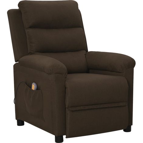 Massagesessel Dunkelbraun Stoff