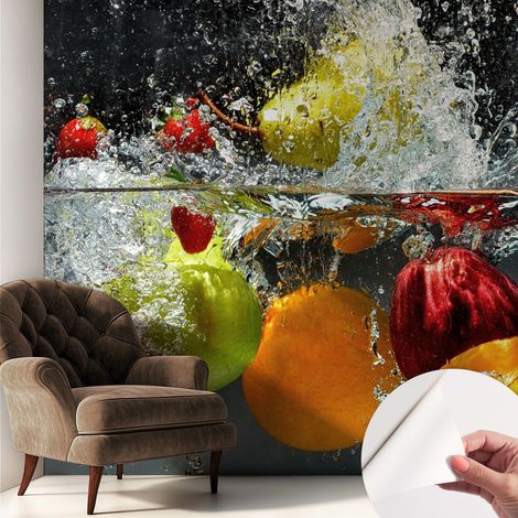Carta da parati adesiva - fotomurale - facile da applicare - per la soggiorno - camera da letto - Frutta nell'acqua 250x250 cm (1/5)