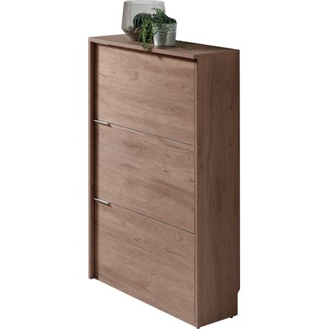 Zapatero con 3 puertas abatibles, modelo ARHUS (519), en nogal (1/2)
