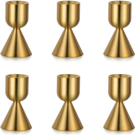 Bougeoirs en Or Bougies Coniques : Lot de 6 Bougeoirs en Laiton pour Bougies Coniques Bougeoir en Aluminium pour Table de Mariage d'anniversaire Ou de Fête Décoration (1/4)