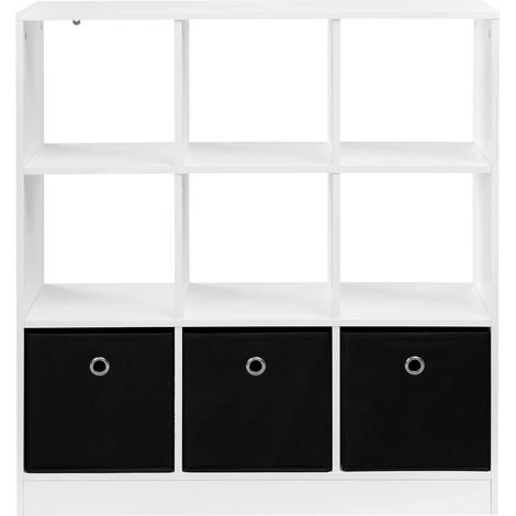 CHICFURN Libreria scaffale 80 x 86,5 x 30 cm bianco e nero in legno ingegnerizzato (1/5)