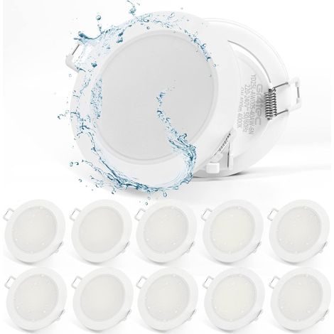 ZOLGINAH Spot LED Encastrable Extra Plat 220V, 10x 5W Plafonnier Encastré IP65 400LM 4000K Blanc Neutre, Spot Encastré Ultra-mince 35MM, Trou 68-80mm Pour Salon Chambre Salle de Bains (1/5)