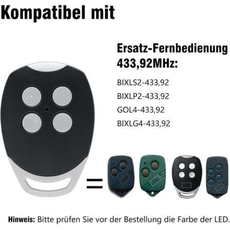 433,92MHz Telecommande Portail Compatible avec Ditec GOL4, BIXLG4, BIXLP2, BIXLS2, Télécommande de Portail, 4 Canaux, Télécommande Porte De Garage (2pcs) (1/3)