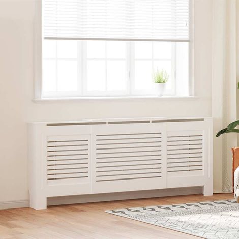 vidaXL Cubierta para radiador MDF blanco 205 cm (1/5)