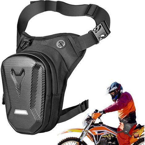 Sacoche de cuisse/moto tactique étanche et unisexe pour le sport, idéale pour la course à pied, le vélo, la moto ou le travail - Noir (1/5)
