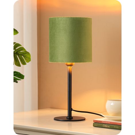 EDISHINE Nachttischlampe, moderne Tischlampe mit schwarzem Metallsockel und grünem Samt-Lampenschirm, inkl. 2700K LED Leuchtmittel, E27 Tischleuchte für Wohnzimmer, Schlafzimmer & Büro, 38cm (1/5)