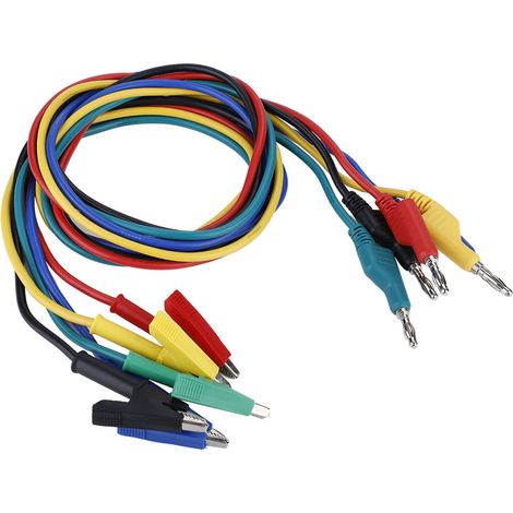 Lot de 5 cordons de test haute tension P1037 de 1 m avec fiches bananes et pinces crocodiles pour multimètre (1/5)