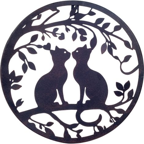 Signes Grimalt Figura De Gato Adorno Pared Adorno Placas Metal Negro 2x30x30cm 37189 (1/4)