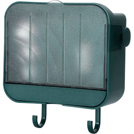 Boîte à Savon Mural Autonettoyante, DISTRIBUTOR BRAND, Modèle Hygienic, Porte-savon avec Vidange et Couvercle pour Salle de Bain PP, PS, 12.5x4.6x11cm, Vert (1/5)