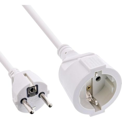Rallonge de Contact de Protection CEE 7/7 pour l'intérieur, certifiée GS avec Protection Enfant, 230 V, H05VV-F3G1,5, 1,5 m, Blanc, 16401W (1/5)