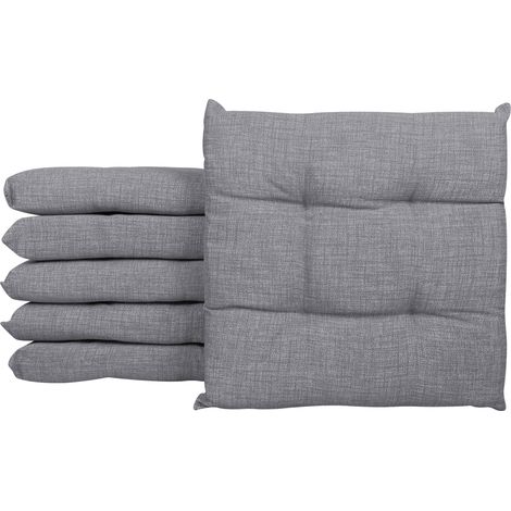 Cuscino arredo sedia Set 6 Cuscini Con Lacci, 4 Punti Comodi, Prodotto Italiano 40 x 40 in Cotone Imbottiti Spessore 6 Cm Lavorati a Mano sala camera mattonella 100% cotone Grigio (1/4)