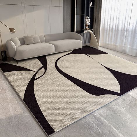 Tapis de sol géométrique antidérapant toutes saisons, épais et insonorisant, compatible chauffage au sol, lavable, salon (1/4)