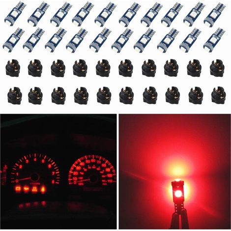 74 LED-Instrumententafelbirnen, dimmbar, T5 2721 37 85 286 PC74, Schraubsockel, Armaturenbrett-Beleuchtungskits, Gangschaltungsanzeige, rote Innenglühbirnen, 20er-Pack.