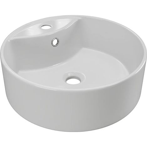 Vasque à poser blanche ronde en céramique - 40 cm - DARINI (1/4)