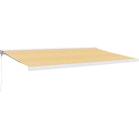 Maison Exclusive - Tenda Sole Retrattile Gialla e Bianca 5x3 m Tessuto e Alluminio