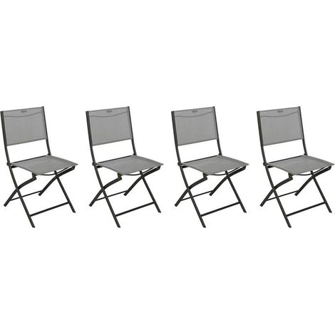 Hesperide – Lot de 4 chaises de jardin pliantes en métal – Assise en texaline – Charge maximale 110 kg – Dimensions 52 x 46 x 87 cm