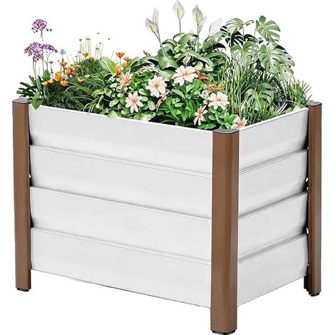 Fioriera, sistema di drenaggio integrato, design moderno, 60x40x45 cm WH (1/2)
