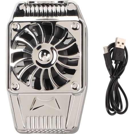 Ventilateur de refroidissement ultra-silencieux pour téléphone portable, idéal pour les jeux et le visionnage de vidéos, H15 rechargeable argent. (1/5)