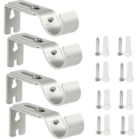 Support De Tringle À Rideaux - Acier Inoxydable - Ouverture 35 Mm - Charge Max 20 Kg - Pour Tringles Ø25 Mm - Réglable - Lot De 4