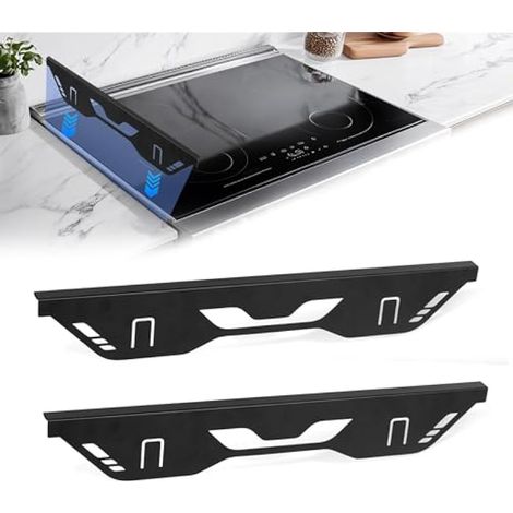 Plan de travail de cuisine en acier inoxydable, étagère résistante à la chaleur pour plaques de cuisson, fours, lave-linge, 2 noirs (1/5)