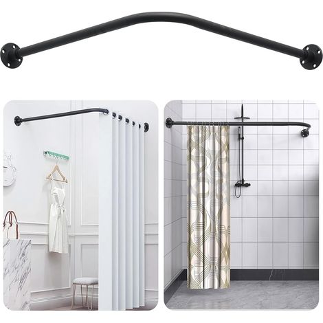 L Forme Tringle à Rideau de Douche, Extensible Angle Barre De Douche Inox, 60-85cm Réglable Barre Rideau Douche pour Salle de Bain Baignoire,Magasin de Vêtements, Espace Privé,Installé Par Perçage (1/5)